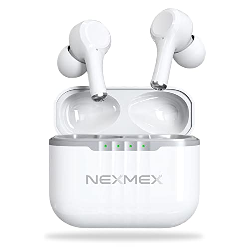 NEXMEX Kopfhörer ANC Earbuds Bluetooth 5.2 In-Ear Kabellos kompatibel mit Xiaomi 11T / 11T Pro 5G Hi-Fi Stereo Wireless Noise Cancelling Headset Ladebox Anrufe ENC Geräuschunterdrückung, Farbe:Weiss