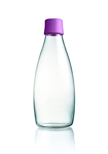 Retap ApS 0,8u00a0L Botella de Agua de Vidrio de borosilicato, Vidrio, Morado, 0.8 / Large