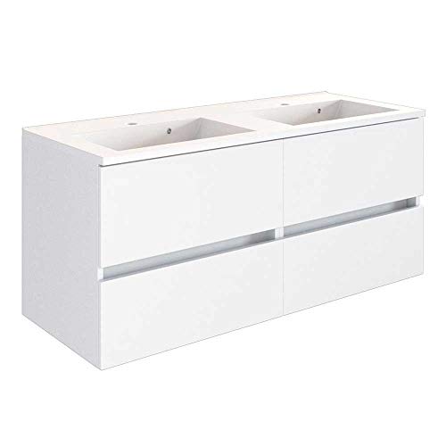 Preisvergleich Produktbild Pharao24 Doppelwaschplatz in Weiß Made in Germany