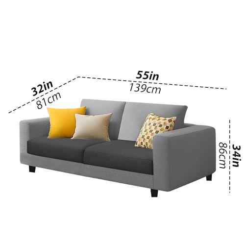 Image of Galib 2 Seater Sofa Set for Living Room (Black Grey Fabric) Premium Fabric Sofa Set
