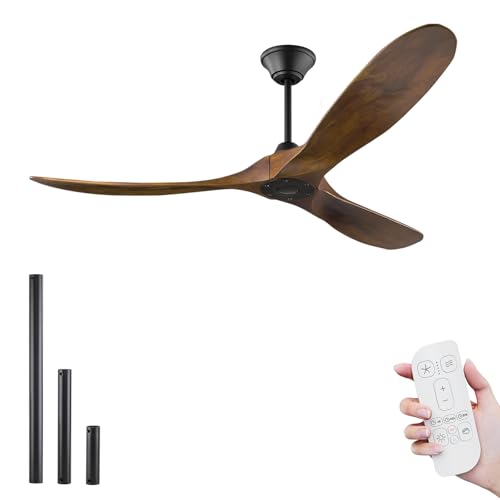XCWIIE 70" Large Ceiling Fan, Modern Wood Propeller Ceiling Fan,