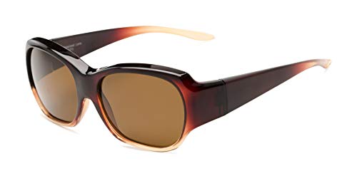 Solar Shield Polarized Fits over Santa Monica Rectangular Sunglasses CRML AMB Size M/L, FREE Microfabric Case included2