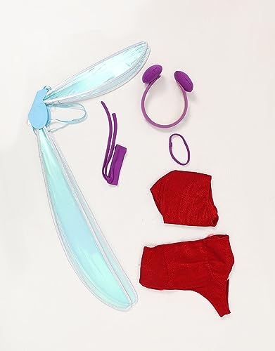 Winx Club Women's Musa Cosplay Fairy Costume Outfit One-shoulder Top Leotard and Skirt with a Pair of Wings