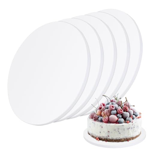 Aohyue 5Pcs Plateaux à Gâteaux Rondes 12 Inch, Rond Carton Gâteau de Épaisseur 12mm, Plateau Gâteau Rond en Carton Blanc, Carton Ondulé Assiettes à...