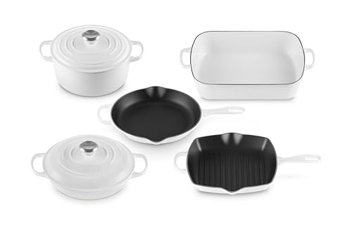 Image of Le Creuset Enameled Cast Iron Signature Cookware Set, 7 pc, White