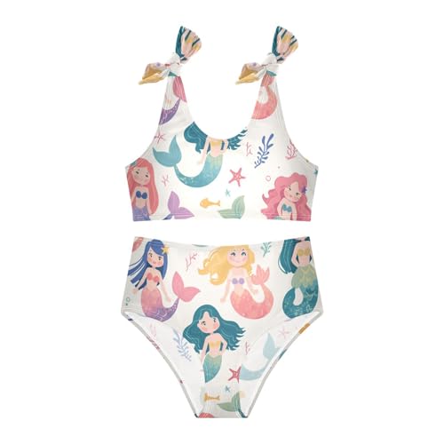 KLL Mermaid Pattern Print with Cute Girls Girls' Two Piece Bikini Sets Quick-Dry Swimsuit Swimming Suits Adjustable Strap3