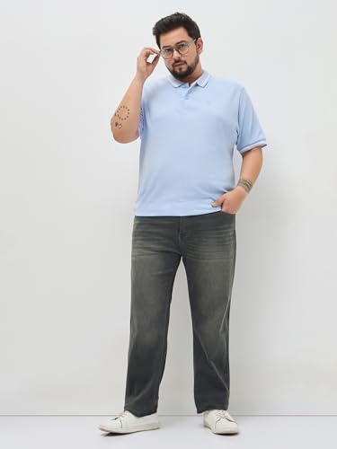 Image of Urbano Plus Men's Regular Fit Heavy Washed Denim Jeans Stretchable