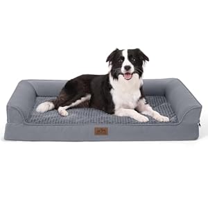 Orthopedic Dog Bed for Large Dogs,Washable Dog Sofa Beds Large, Supportive Foam Pet Couch Bed with Removable Washable Cover, Waterproof Lining and Nonskid Bottom,Grey(L,42″ L x 30″ W x 7.5″ Th)
