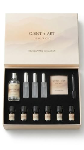 Scent + Art DIY Perfume Making Kit - Beginner Fragrance Making Set 6 Fragrance Oils 3 Spray Bottles Perfumers Alcohol Recipe Pamphlet Make Your Own Scent