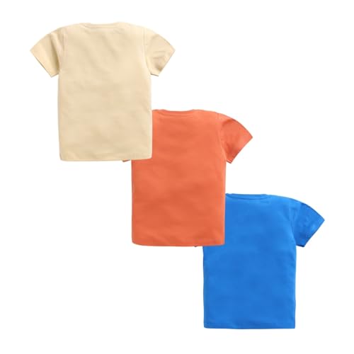 Image of Amazon Brand - Jam & Honey Boys Half Sleeve Graphic Printed T-Shirt | Round Neck | Regular Fit | Cartoon Characters (Available from 4-8 Years) (Pack of 3)
