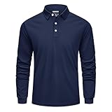 [KEFITEVD] 長袖 ポロシャツ メンズ アウトドアウェア ミリタリー 山登り テニスシャツ 吸汗速乾 薄手 カジュアルシャツ 折襟 カットソー ゆったり 作業 ネイビー L