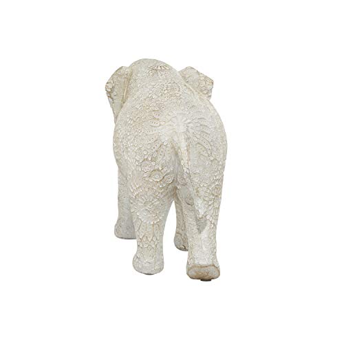 Escultura Decorativa de Elefante Polystone Blanca 14 x 5 x 9 in miniatura 7