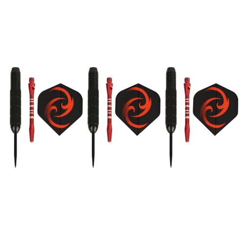PENGQIANJU Steel Tip Darts Set Professional Metal Tip Anti Slip Flight Light Weight Sports Darts Home Bar (Red)