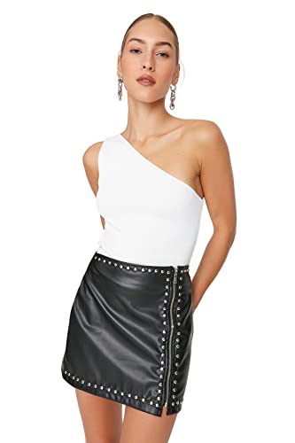 Trendyol Minifalda Tejida Acampanada para Mujer Falda, Negro, 42