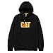 Caterpillar Trademark Hoodies for Men with Embroidered CAT Front Logo, S3 Cord Management System, and Pouch Pocket, Black - X-Large