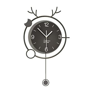 Large Wall Clock for Living Room Decor, Minimalist Modern Round Silent Non-Ticking Battery Operated Clocks, with Pendulum for Bedroom Office Kitchen Home,24cm