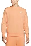 Nike Sportswear Sudadera con cuello redondo Club Crew de forro polar para hombre (Orange Chalk/Blanco, XX-Large)