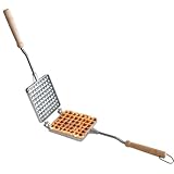 Waffle Maker for Stovetop or Campfire Cooking Equipment - Aluminum Flip Pan Belgian Waffle Iron with Handles - Portable Camping Toaster Great for Kitchen and Camping Cookware by Kings County Tools
