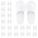 Frcctre 20 Pairs Disposable Slippers, Open Toe Comfortable Fleece Spa Slippers, Bulk Unisex Non-Slip Disposable Guests Slipper for Home Hotel Travel Train Wedding Use, White