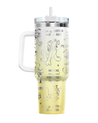 GEPOSTORE Movie Cartoon Dog Tumbler 40oz with Handle & Straw