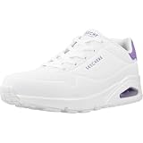 Skechers Uno, Zapatillas Mujer, White Durabuck Purple Suede Trim, 38 EU