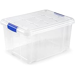 TIENDA EURASIA® Caja de Almacenamiento Multiuso, Cajas Almacenaje de Plastico Transparente con Tapa, Cajas Organizadoras con Cierre a Presion, Almacenaje Apilable (16L, Azul)