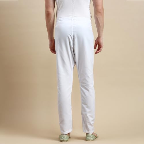 Image of Sanwara Men's Solid White Cotton Pyjamas