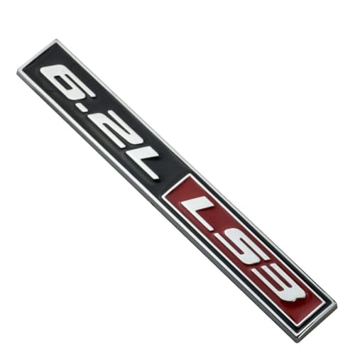 Image of Pair Set 6.2L LS3 Engine Emblem Badge Sticker 3D Nameplate Replacement for Universal Cars (Chrome Black Red)