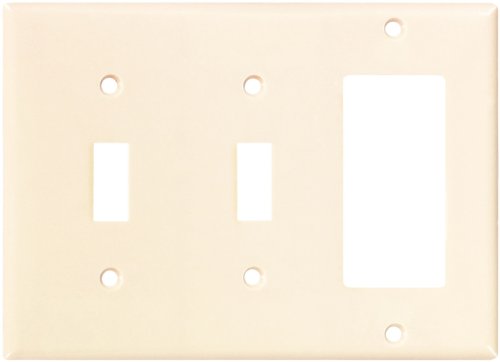 Eaton 2173LA Combination Switch and Decorator Standard Size Wallplate, Light Almond Finish