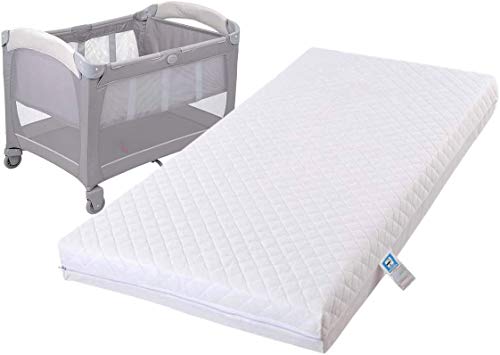 Colchón de cuna de viaje para bebé, 95 x 65 x 10 cm, acolchado, se adapta a la mayoría de cunas Graco/M&P, transpirable, antialérgico - A Primeshoppingmall