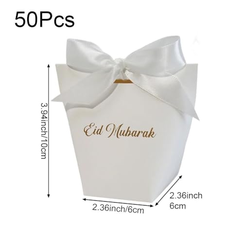 Cajas de regalo para Eid Mubarak: 50 cajitas con cinta para dulces de Ramadán 7