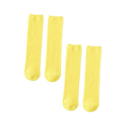 Calcetines de Algodón Transpirables Gatuida amarillos pack de 2 pares para niños y adultos