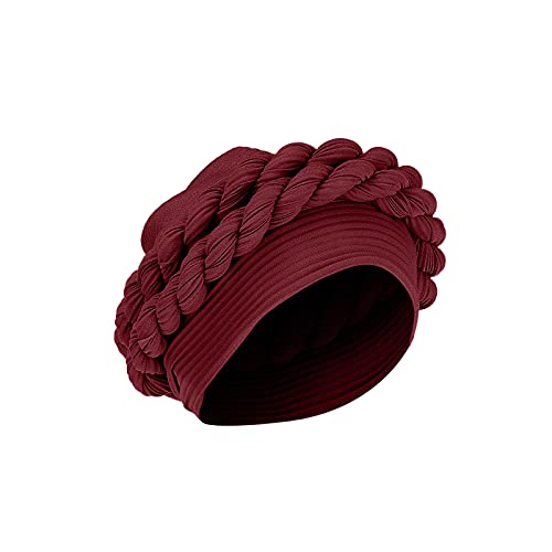 Hat Women Wrap Turban Head Hair Scarf Bonnet Cap Muslim Cancer Cover Baseball Caps Mens Mesh Hats And (Wine, One Size) #TOP4