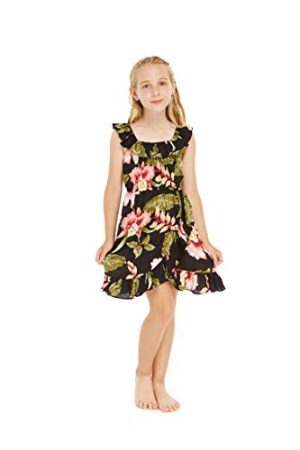 Image of Family Matching Hawaiian Clothes, Black Rafelsia | Lightweight 100% rayon • Family matching outfits • Beach vacations • Luaus • Cruises • Family photos
