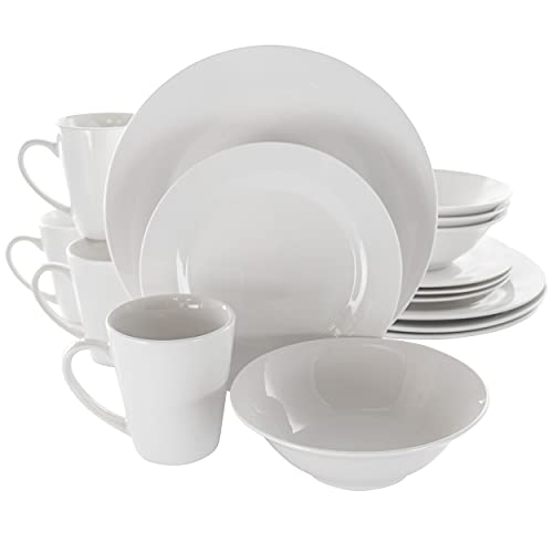Elama Service for Four 16 Piece Porcelain Dinnerware Set, White-Round 1 Elama Service for Four 16 Piece Porcelain Dinnerware Set, White-Round 1