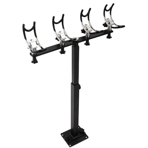 360 Degree Rotation & Adjustable Height PVC Coated Aluminum Fishing Rod Holder for Boat Anglers Marine Fishing Pole Rack with Mounting Plate