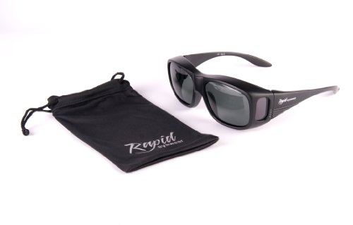 Polarised Over Glasses Sunglasses that Fit Over Normal Specs for Men & Women. Black2