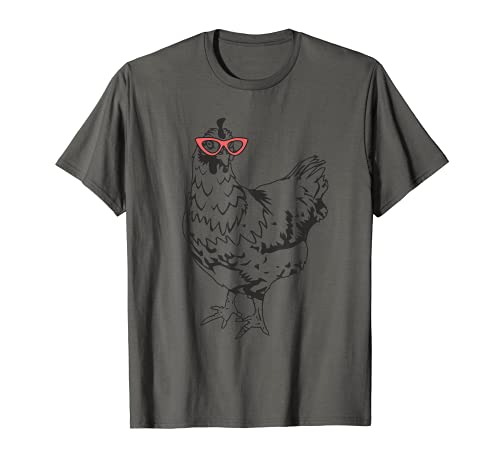 Cute Glasses Chicken Funny Chick Humor Art Backyard Hen Mama Camiseta