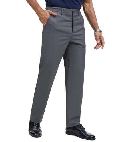 Image of Men's Tall Classic Fit Flex Flat Front Dress Pants Formal Pants for Business & Office