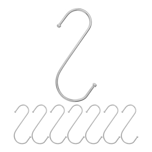 Crochets en S à suspendre, 8 pièces, en argent, crochets métalliques pour barres jusqu'à Ø 42 mm, longueur 120 mm, crochets en S pour cuisine, tringle à...