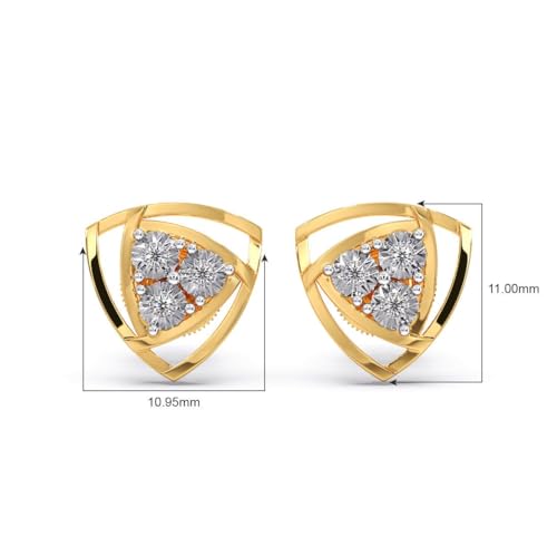 CANDERE - A KALYAN JEWELLERS COMPANY 14K/18K BIS Hallmark Yellow Gold and Certified SIIJ Diamond Stud Earring for Women with Screw Back Closure - Image 4