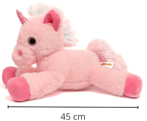 Image of Mirada Pink Unicorn Soft Toy - 45cm | Super Soft Floppy Plush with Glittery Horn & Sparkling Details | Adorable Stuffed Animal Toy for Kids & Girls Room Decor