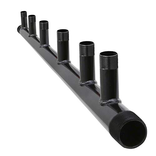 Image of Midline Valve SH6-1434-7-5 Steel Manifold, 1-1 /4'' Base 6 Ports of 3 /4'' 7'' Spacing, Black, 5 Pack