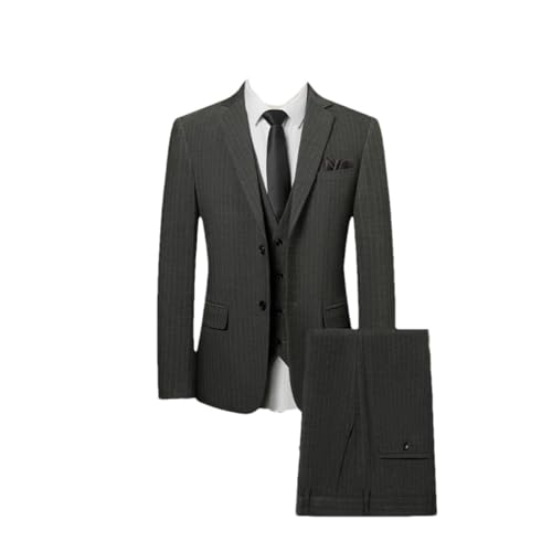 Business Casual Suit (Suit + Vest + Trousers) British Style Stripes Three-Piece Set