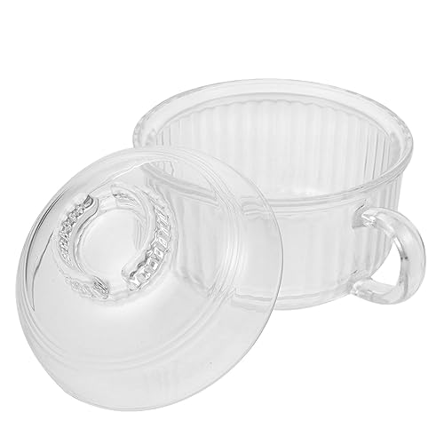 TOYMYTOY 蓋付き家用ガラススチューボウル 耐熱透明調理ボウル シンプル設計蒸し器対応 多用途スープ容器