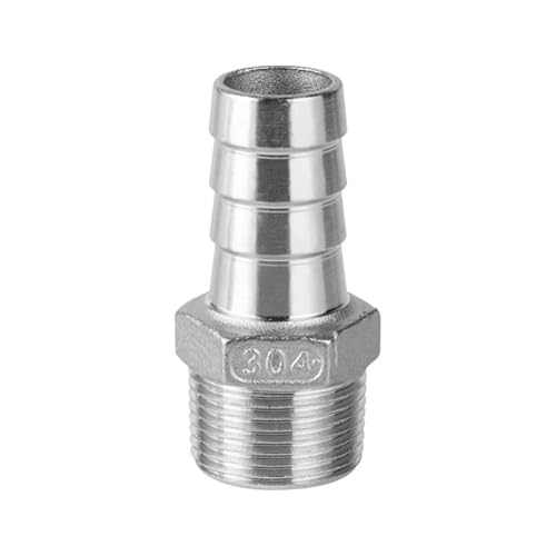 1PCS 1/4" BSPT Male x 14mm Hosetail Connector 304 Stainless Steel