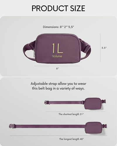Image of ODODOS Unisex Mini Belt Bag with Adjustable Strap Small Fanny Pack for Workout Running Traveling Hiking, Plum