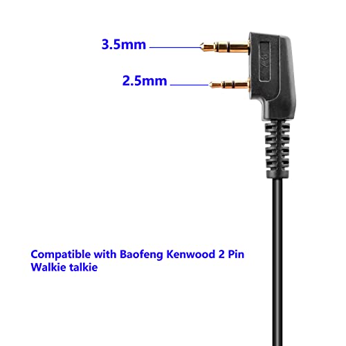 UAYESOK Two Way Radio Earpiece 2 Pin Covert Acoustic Tube Walkie Talkie Headset for Baofeng UV5R 888S UV-82HP BF-F8HP Kenwood Puxing Wouxun Bodyguard Security Radio with Noise Cancelling PTT Mic - Image 3