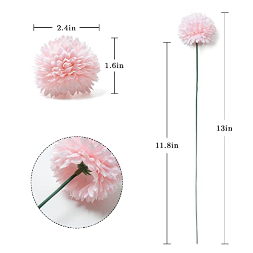 Kisflower 25Pcs Artificial Flowers Blush Fake Silk Dahlia Chrysanthemum Ball Flowers Box Set For Diy Bridal Wedding Bouquets Centerpieces Arrangements Decor (Pink) #TOP1