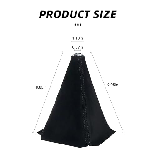 Alieemo Car Shift Boot Cover, Durable Suede Leather Shift Knob Boot Dust Cover for Shift Lever Protection, Universal Car Interior Accessories for Vehicles Truck SUV (Black)